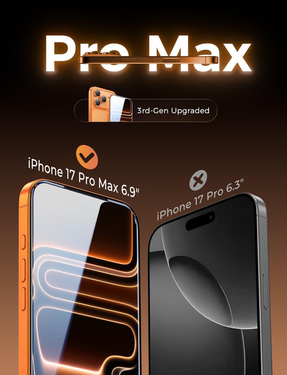 MAGIC JOHN 3Rd Gen Upgraded 2 Pack for Iphone 17 Pro Max Screen Protector 6.9 Inch, HD Clear, Shatterproof Tempered Film, Auto Dust-Elimination, Bubble Free, Easy Installation image number 4