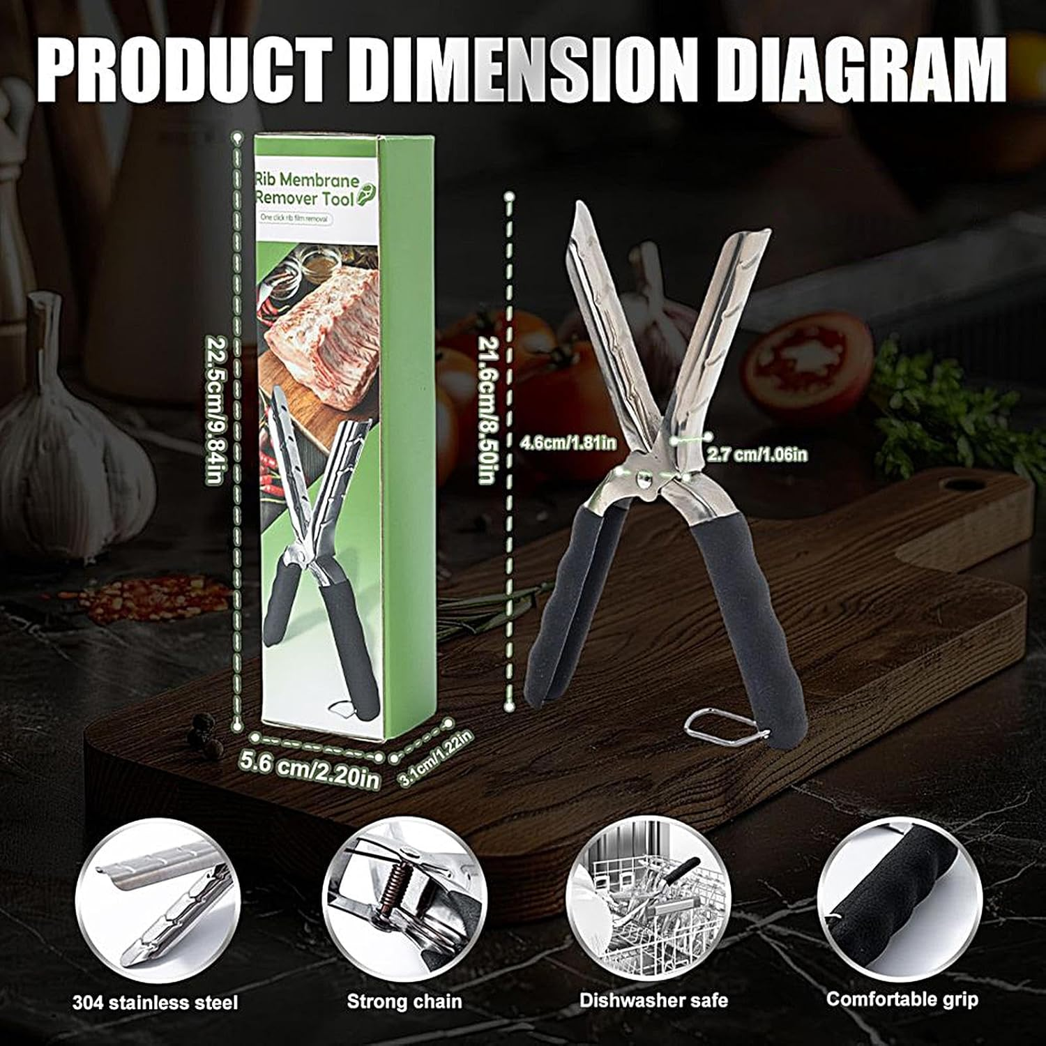 Rib Membrane Tool - BBQ Rib Membrane Remover Tool - Heavy-Duty Stainless Steel Kitchen Gadget for Home Meal Preparation Professionals Beginners Cooking Lovers image number 6