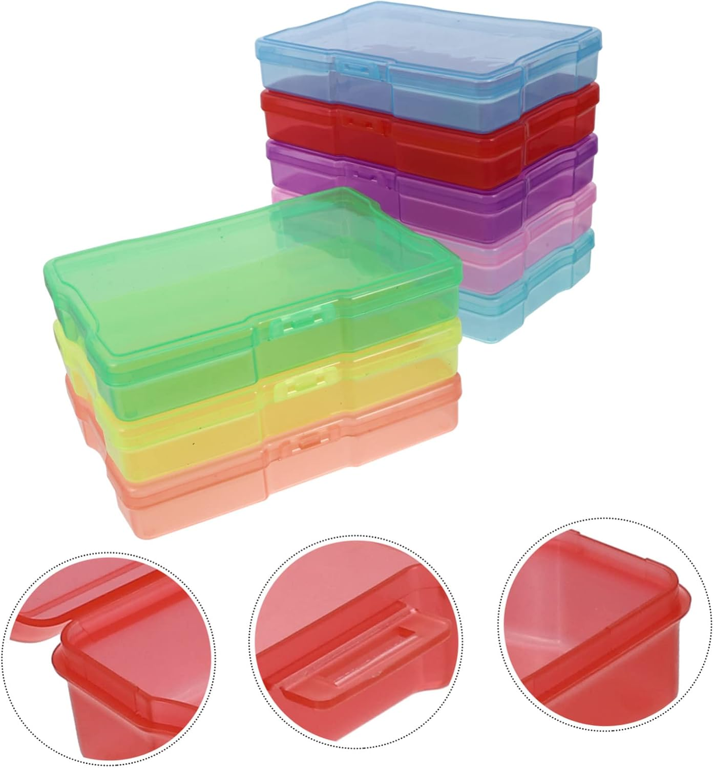 KOMBIUDA 8Pcs Mixed Color Plastic Photo Storage Boxes and Jewelry Organizers 4X6 Inch Postcards Holder Multipurpose Storage Case for Electronic Components and Screws image number 1