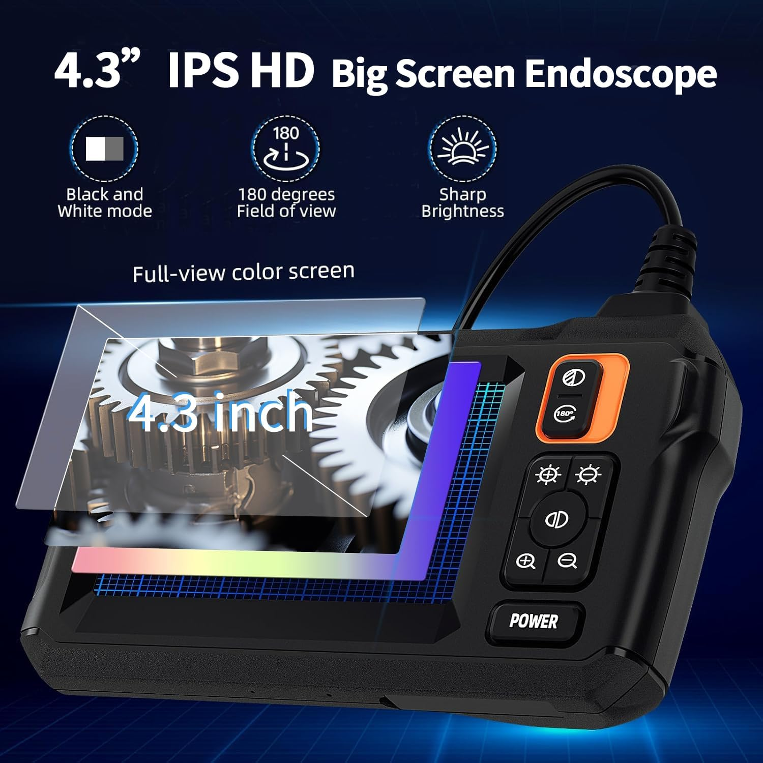 Congeowe Endoscope Camera with 4.3" IPS Digital Zoom Screen, 1920X1080P HD Inspection Camera with Light, Boscope with 5M Cable, IP67 Waterproof Endoscope for Automotive Repair, No App/Wifi Required image number 1