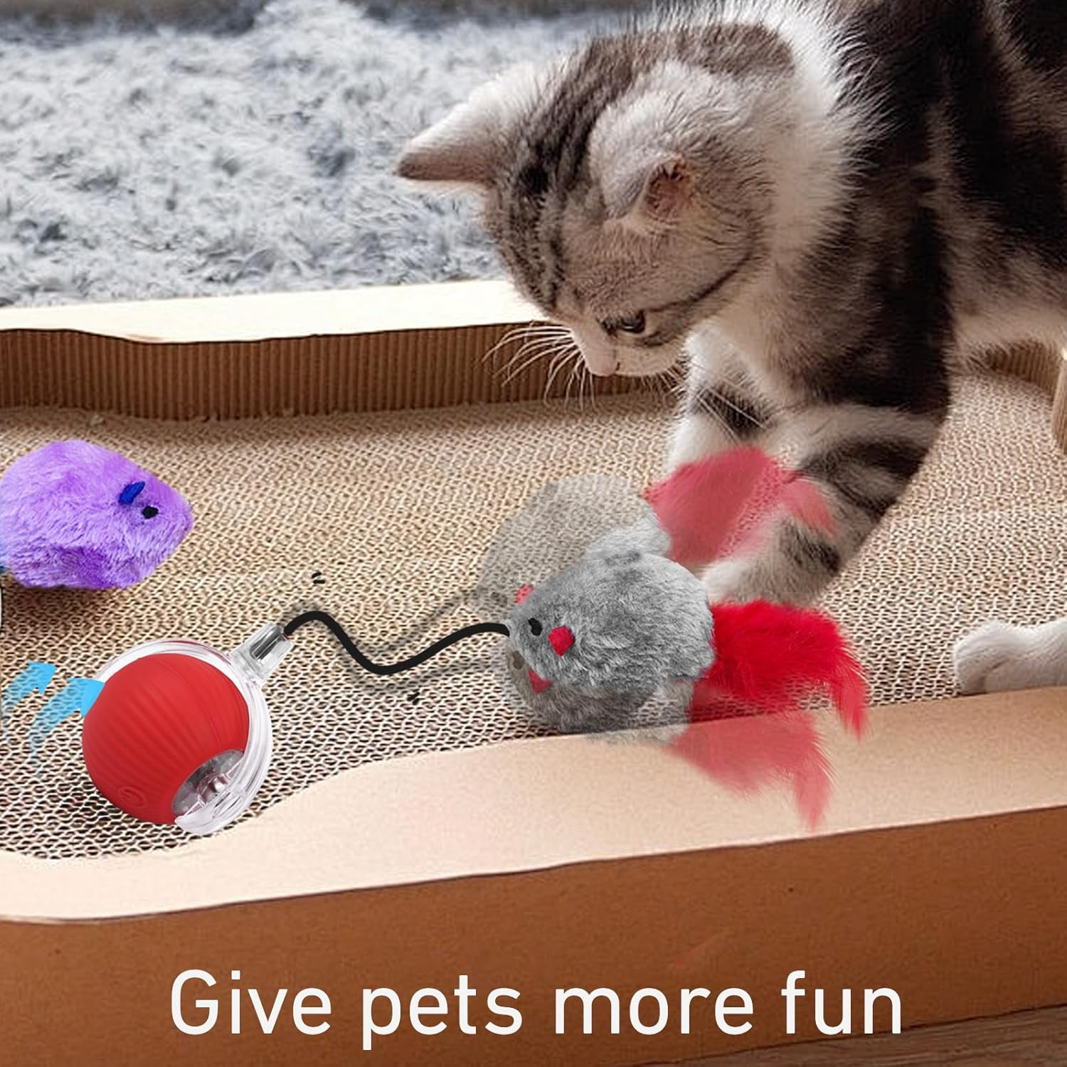 YOUYIKE Interactive Cat Toy, Dog Ball Toy with Rope, USB Rechargeable Rolling, Interactive Ball for Dogs, Magic Ball for Dogs and Cats of All Sizes and Ages image number 4