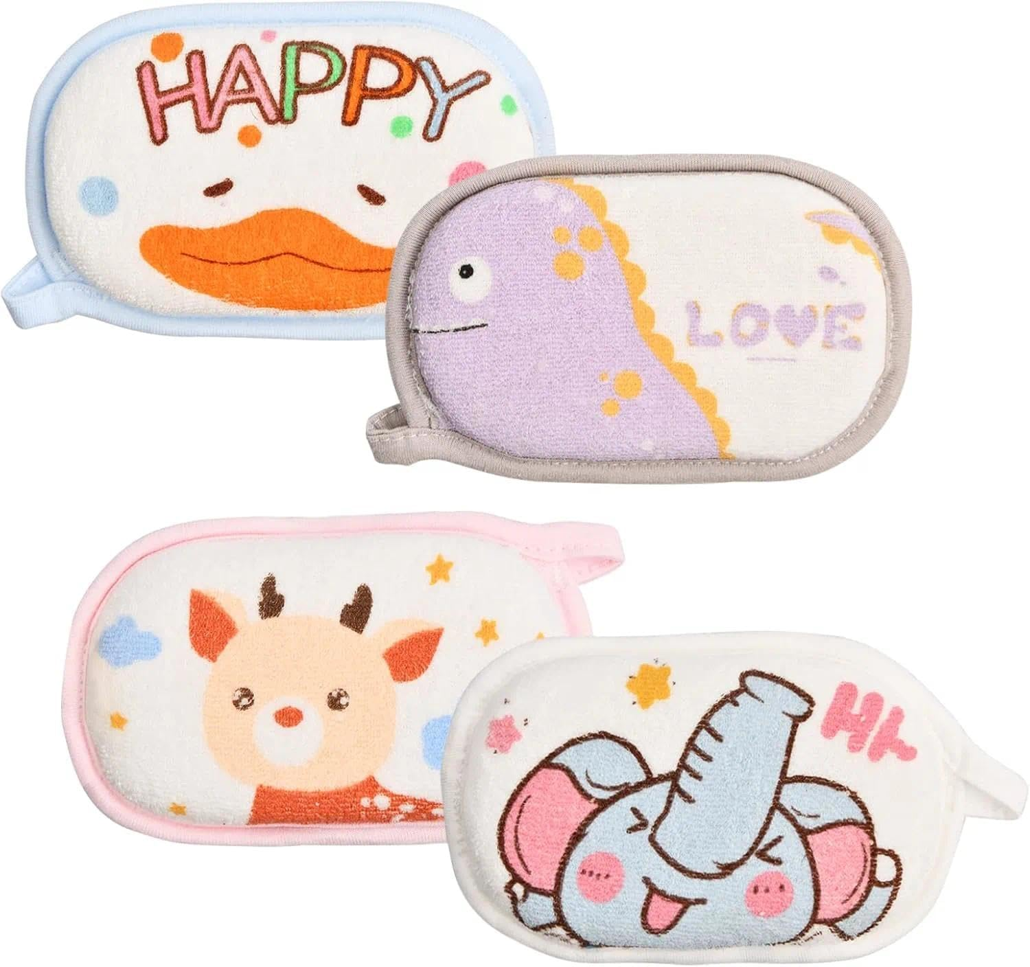 4PCS Soft Cotton Baby Bath Sponge Set, 13.5 Cm X 8.5 Cm X 2.5 Cm Low Allergy and Gentle Skin Friendly, Quick Drying Durable Design, Perfect for Newborns, Toddlers and Children, Perfect Baby Bath Gift - Ermaoo image number 1