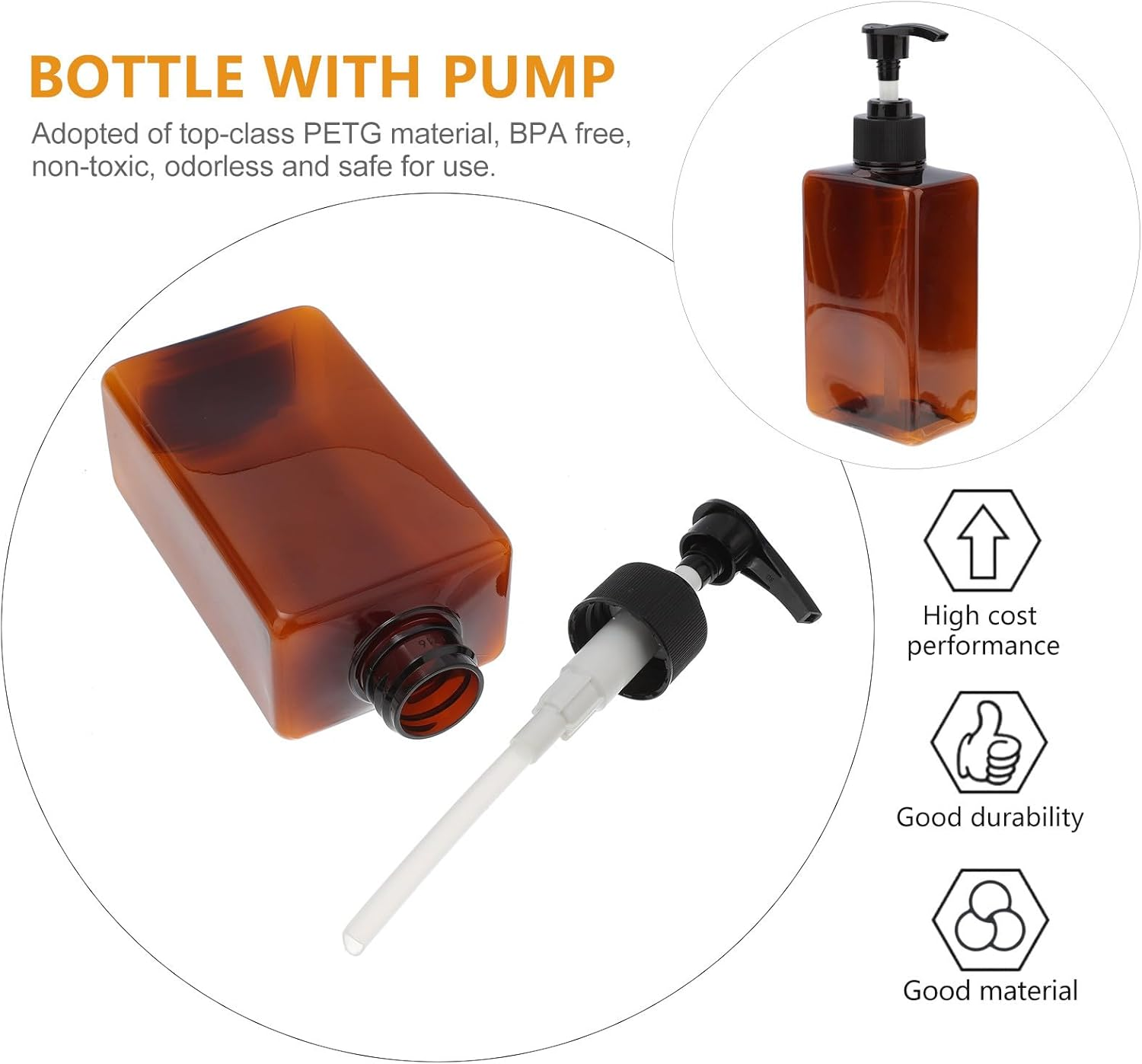 LIFKICH Refillable 2Pcs 280Ml Square Plastic Pump Bottles for DIY Body Lotion Liquid Soap Bathroom Kitchen Use Random Color