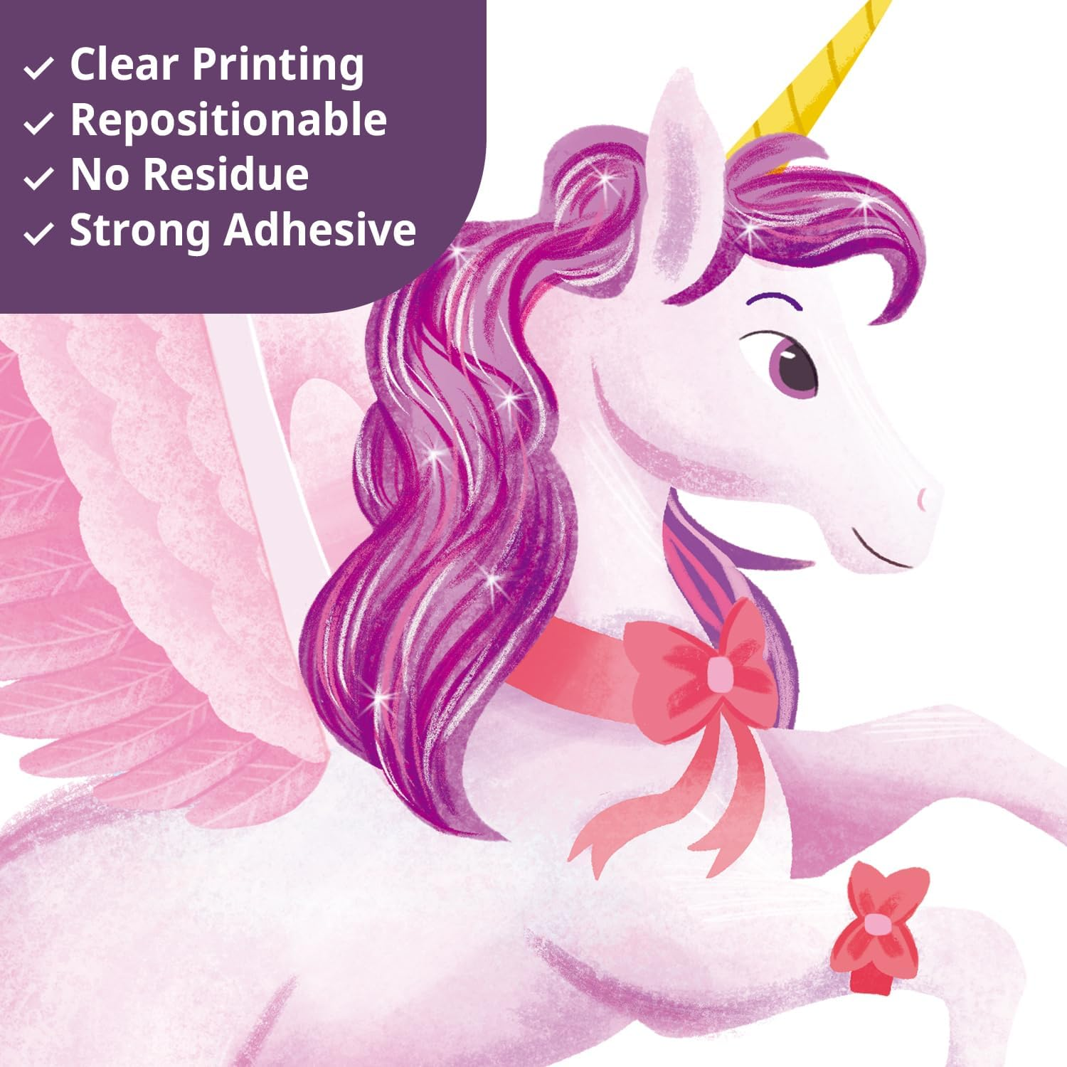 DECOWALL DS9-8072 Unicorns and Rainbow Wall Stickers Decals Kids Peel and Stick Removable Nursery D&eacute;cor Girls Boys Bedroom Room Rainbow Art Stars Birthday Baby Home Party Decorations Living Playroom image number 4