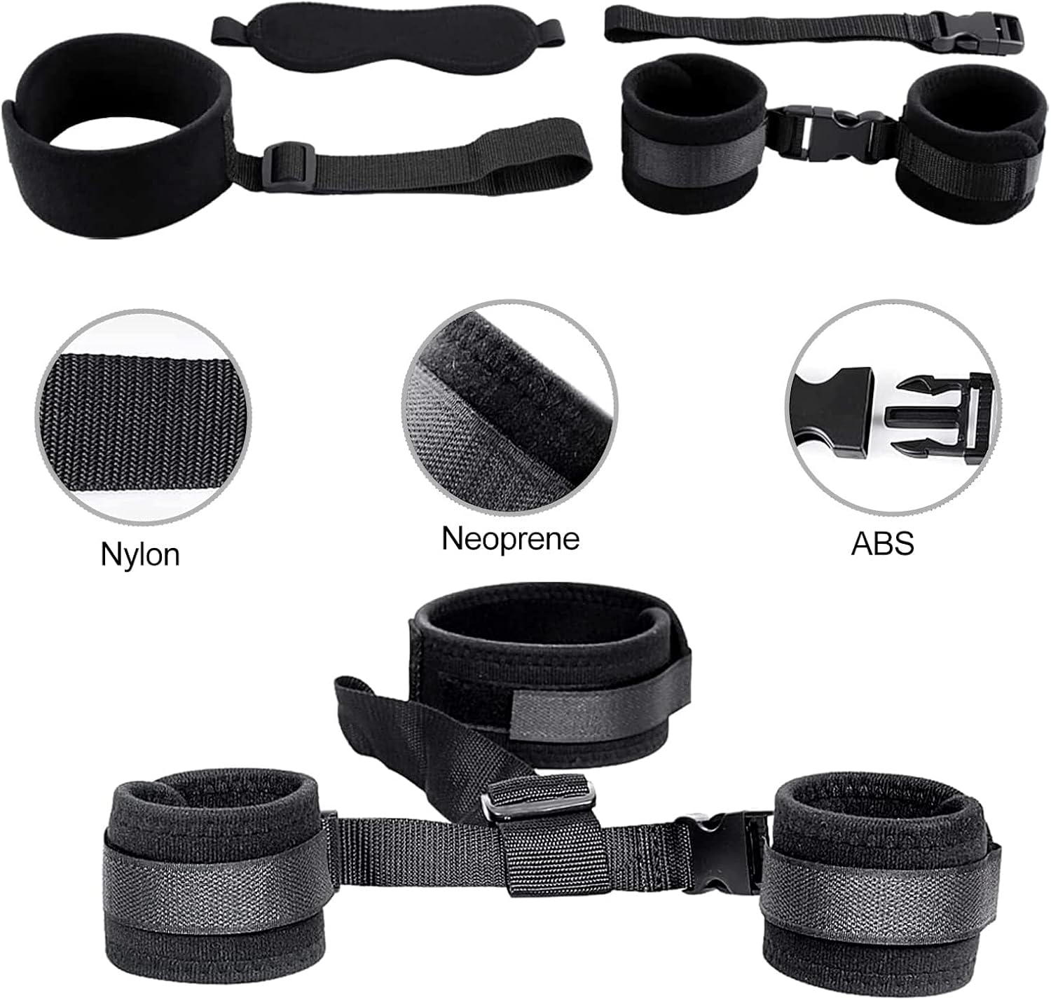 BDSM Sex Toys Set - Neck to Wrist Bondage Restraints - Adult behind Back Beginner Handcuffs Collar with Blindfold Adjustable Bondage Gear & Accessories, Handcuff for Bed SM Games Play Sex Toy for Couples image number 3