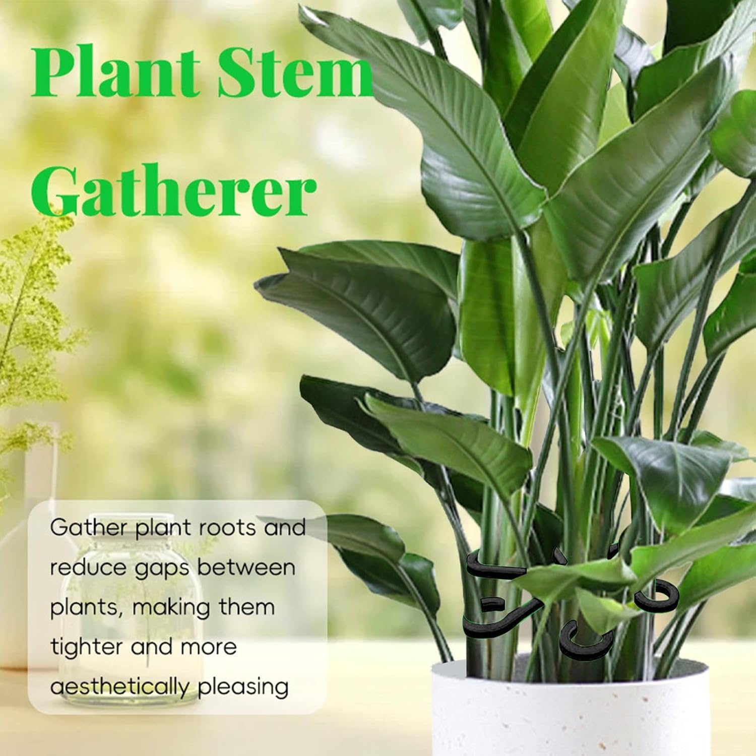 Plant Stem Holder, Climbing Indoor Plant Trunk Support, 4PCS Plants Support Stake, Reusable Flower Plants Stakes Climbing Houseplant Trellis for Potted Plants - Green image number 5