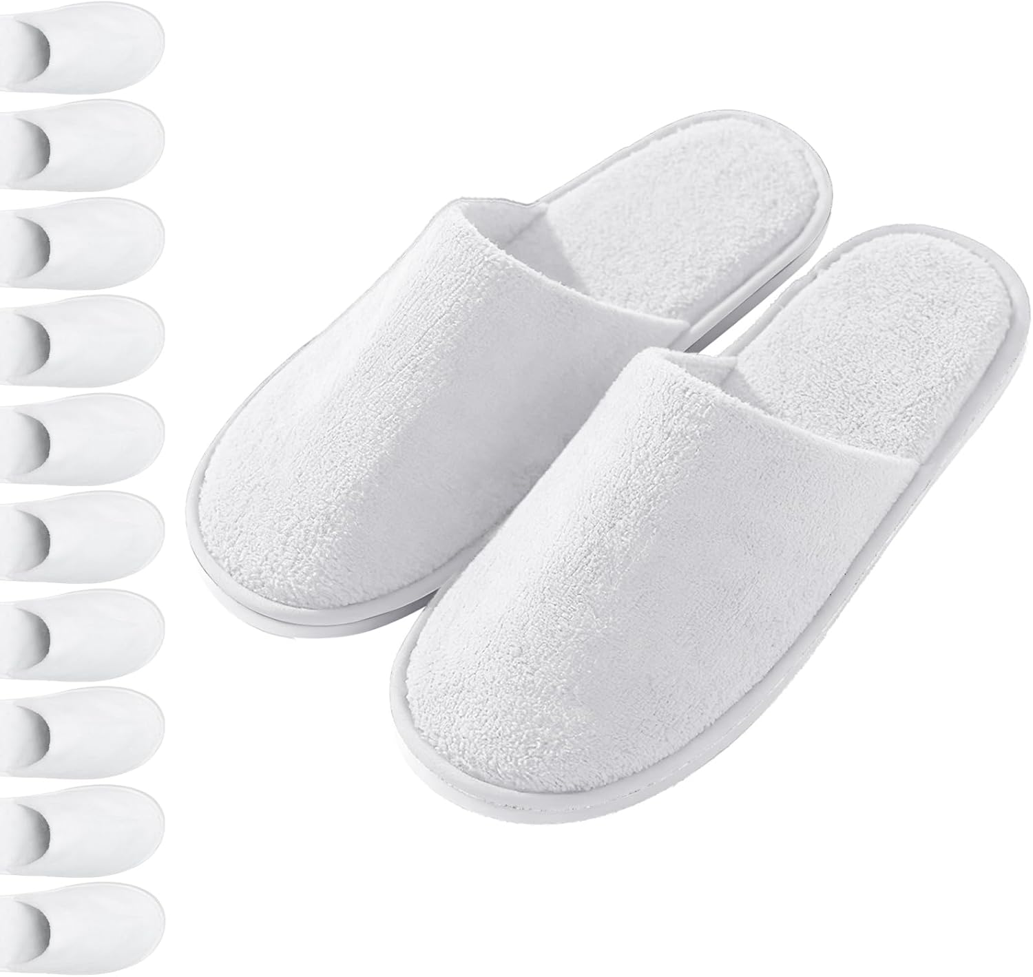 UINOFER 10 Pairs Spa Slippers, Disposable Hotel Cotton Velvet Closed Toe Slippers for Home, Bedroom, Bathroom, Indoor, Hotel or Commercial Use