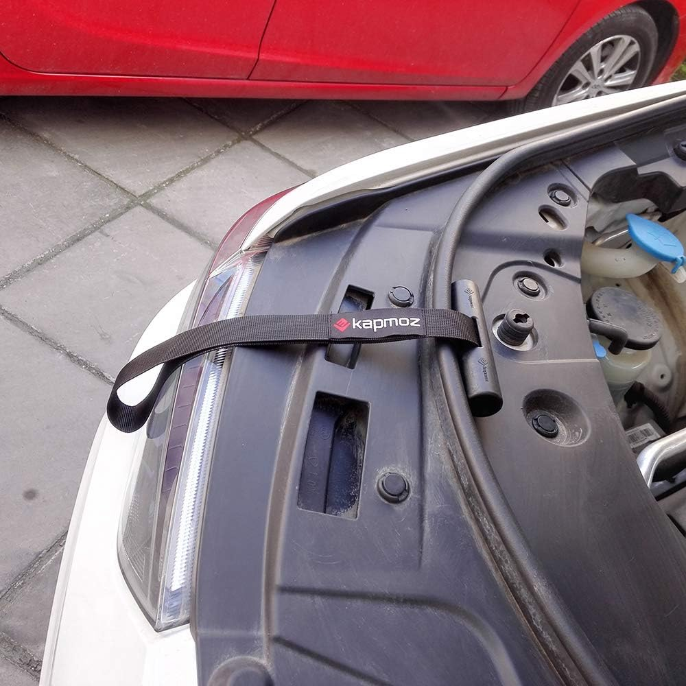 LE KAPMOZ Quick Hood Loops Trunk Anchor Kayak Tie Downs Straps Bow Stern Canoe Transport Secure Lashing Point/Paddle Holder Shaft Clip, LEKP087, Black Hood Trunk Loop - Black Hood Trunk Loop, 11.8 Feet image number 5