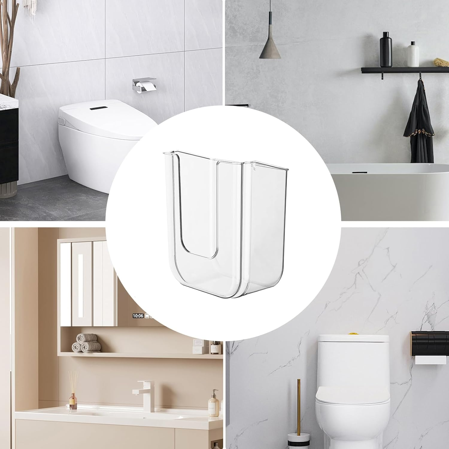 Flushable Wipes Dispenser | Wall Mounted Container Wipes Holder,Tissue Dispenser Adhesive Secure Mount for Family Toilet Home Bathroom Bedroom Use