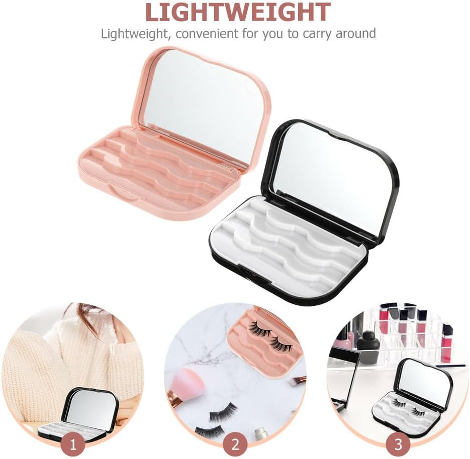 NOLITOY False Eyelashes Storage Box, 2Pcs Eyelash Container Cases Display Holder Box Makeup Organiser for Travel Cosmetic Storage Lightweight and Portable Eyelash Holders image number 2