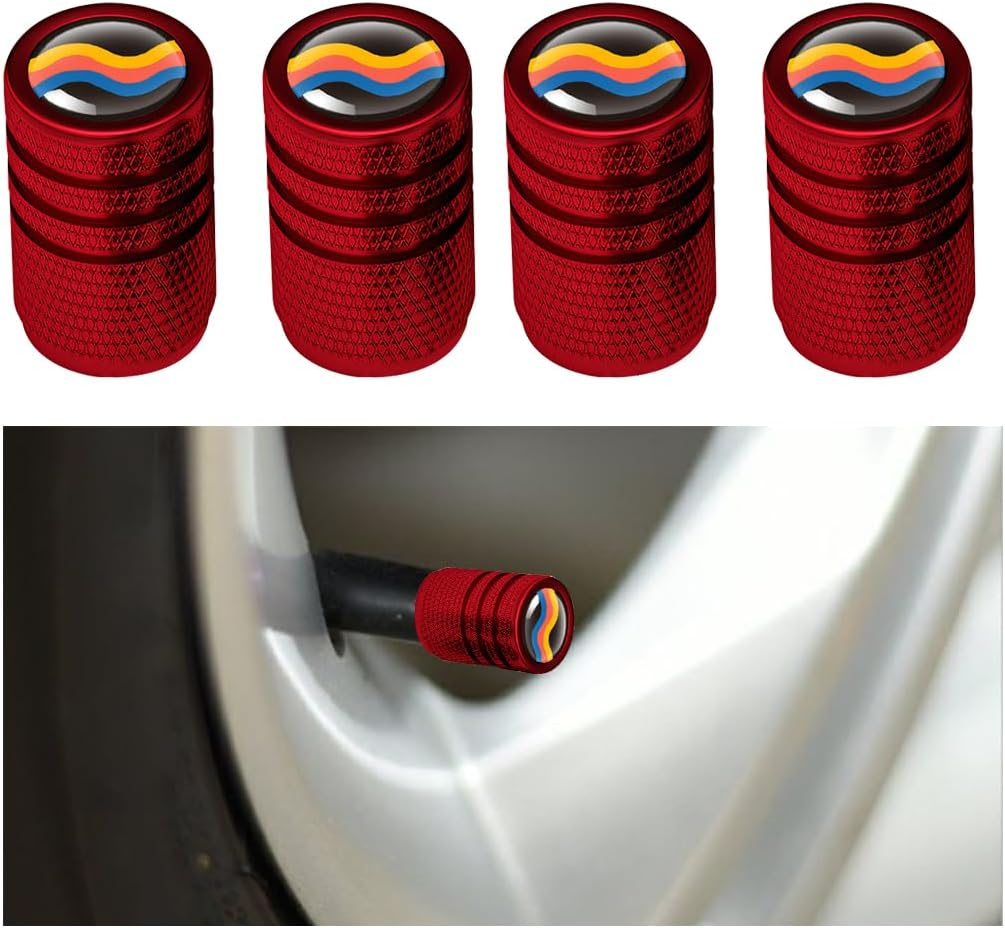 JNNJ 4 Pieces Car Wheel Tyre Valve Stem Cap, Aluminium Alloy Dust Caps for Car Tyres, Aluminium Alloy Tyre Valve Cover, Universal Car Valve Stem Cover (Red)