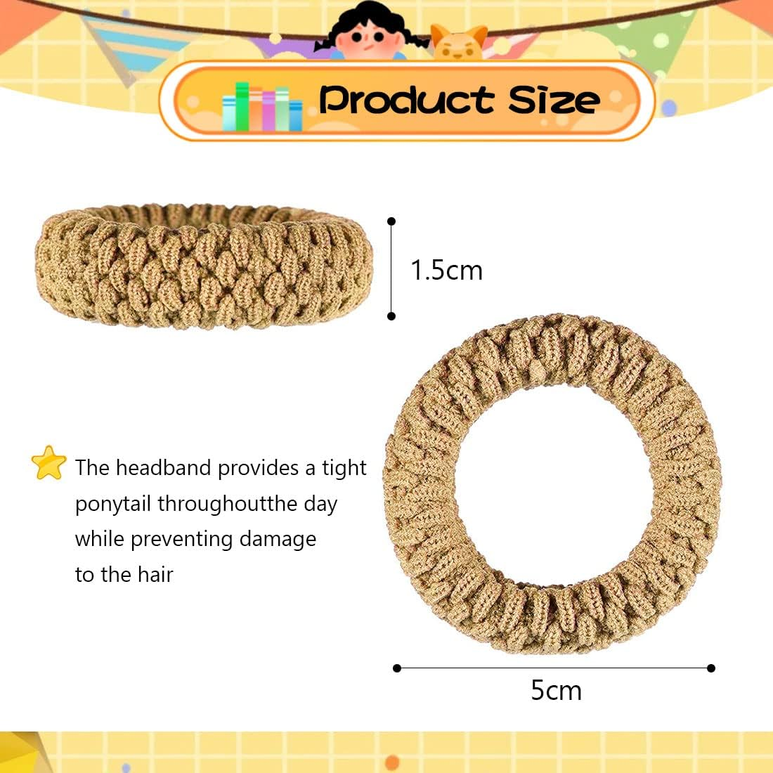 Pack of 10 Thick Cotton Hair Scrunchies, FUKPO Seamless Hair Bands, Elastic for Women, Girls, Stretchy Ponytail Holder, Braid Bobbles, No Kinks, Non-Slip Hair Elastic Bands (Mixed Colour) - Pink, Champagne, Red, Blue, Brown image number 1