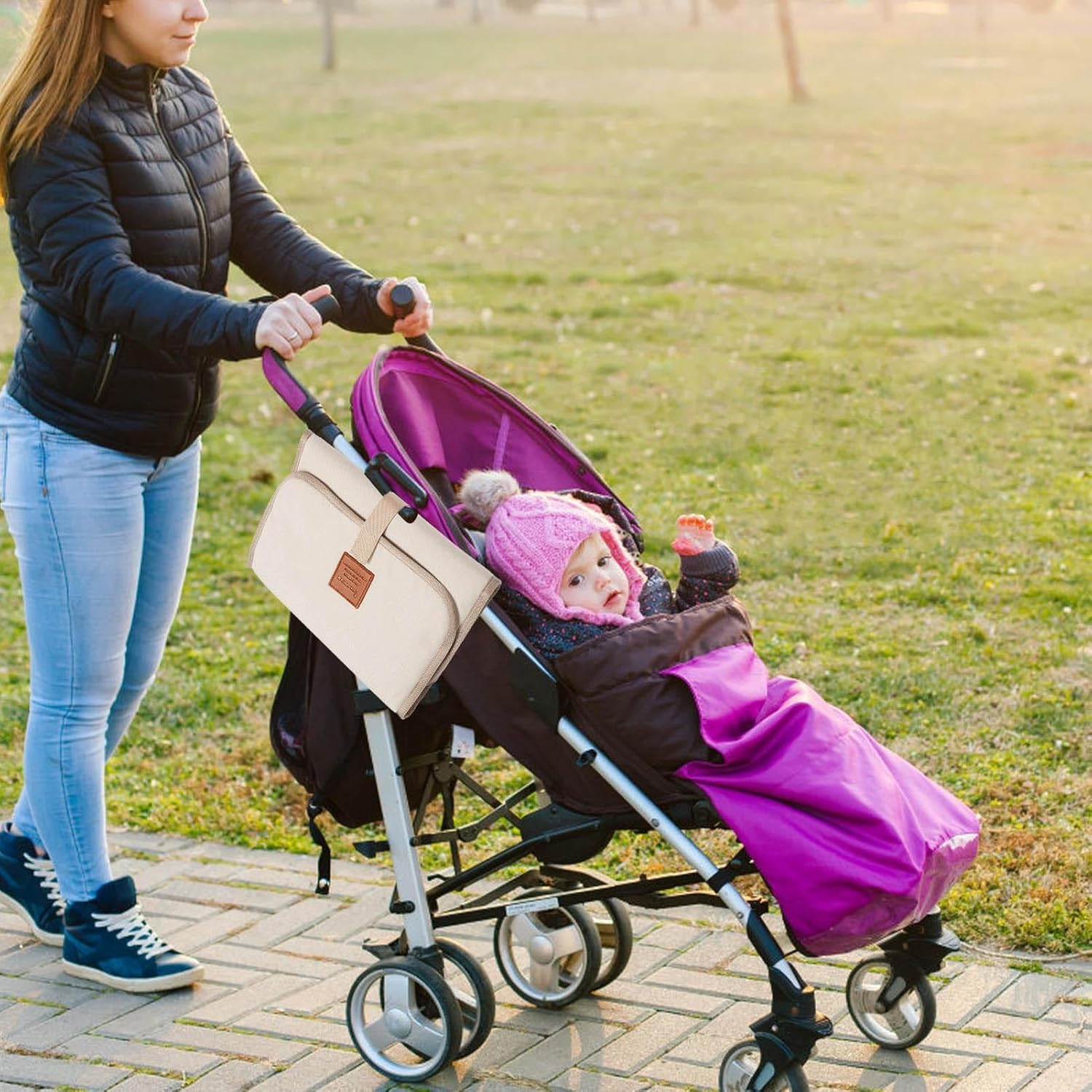 Fold Changing Pillow - Comfortable Ride Baby Changing, Waterproof Nappy Change, Portable Nappy Pad Mat, Children'S Accessories with Magic Stickers for Trips Travel Travel Travel - Black image number 4