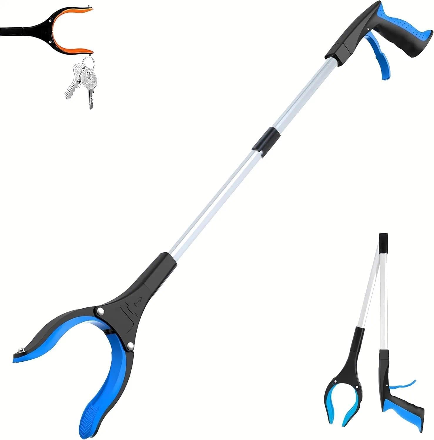 Foldable Grabber Reacher Tool &ndash; Extra Long Heavy Duty Reacher Grabber with Built-In Magnet for Picking up Trash, Seniors Mobility Aid &ndash; 81.3 Cm Extension, Blue &ndash; Unron