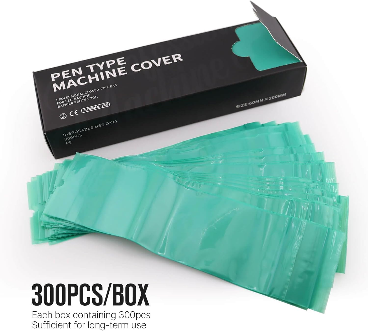 300Pcs Tattoo Machine Covers Sealable Type - 2.4&times;8 Inch Jungle Green Tattoo Pen Covers Machine Bags Sleeves for Cartridge Tattoo Machine - Professional Tattoo Supplies & Accessories image number 5