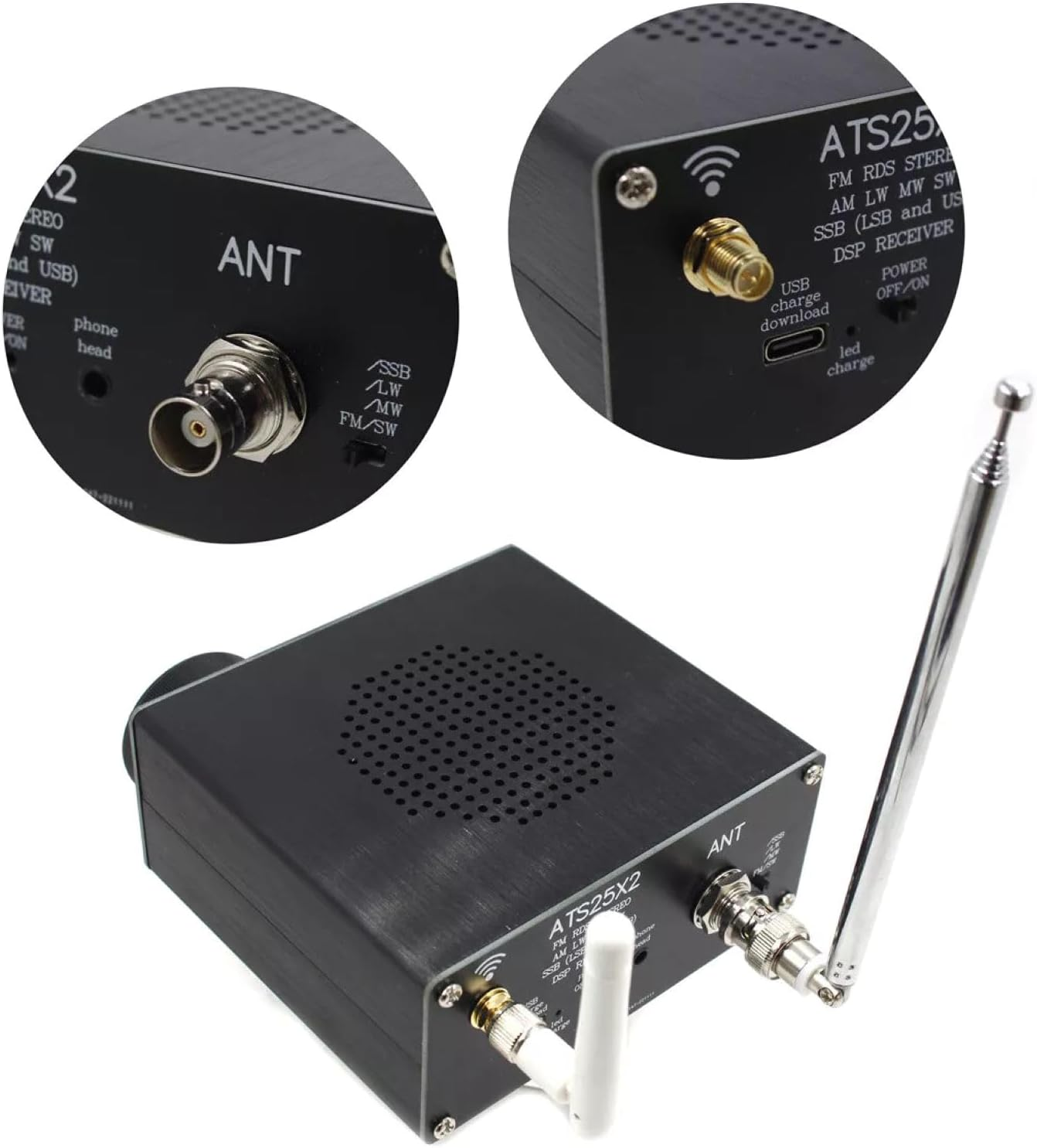Full Band Radio Receiver Multi Modes, AM LW MW SW SSB DSP Radio Receiver with Antenna image number 3