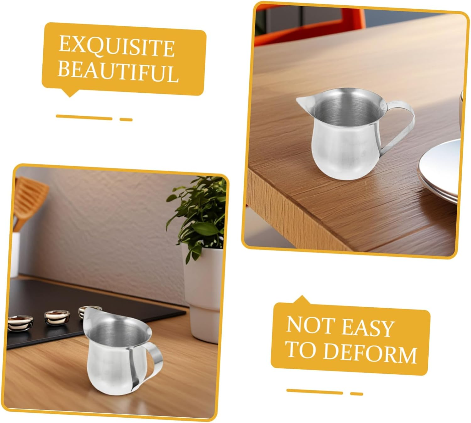 Toddmomy 3Pcs Stainless Steel Milk Frothing Pitchers with Narrow Spout for Precision Pouring Portable Creamer Cups for Camping and Outdoor Espresso Lightweight Coffee Jug image number 4