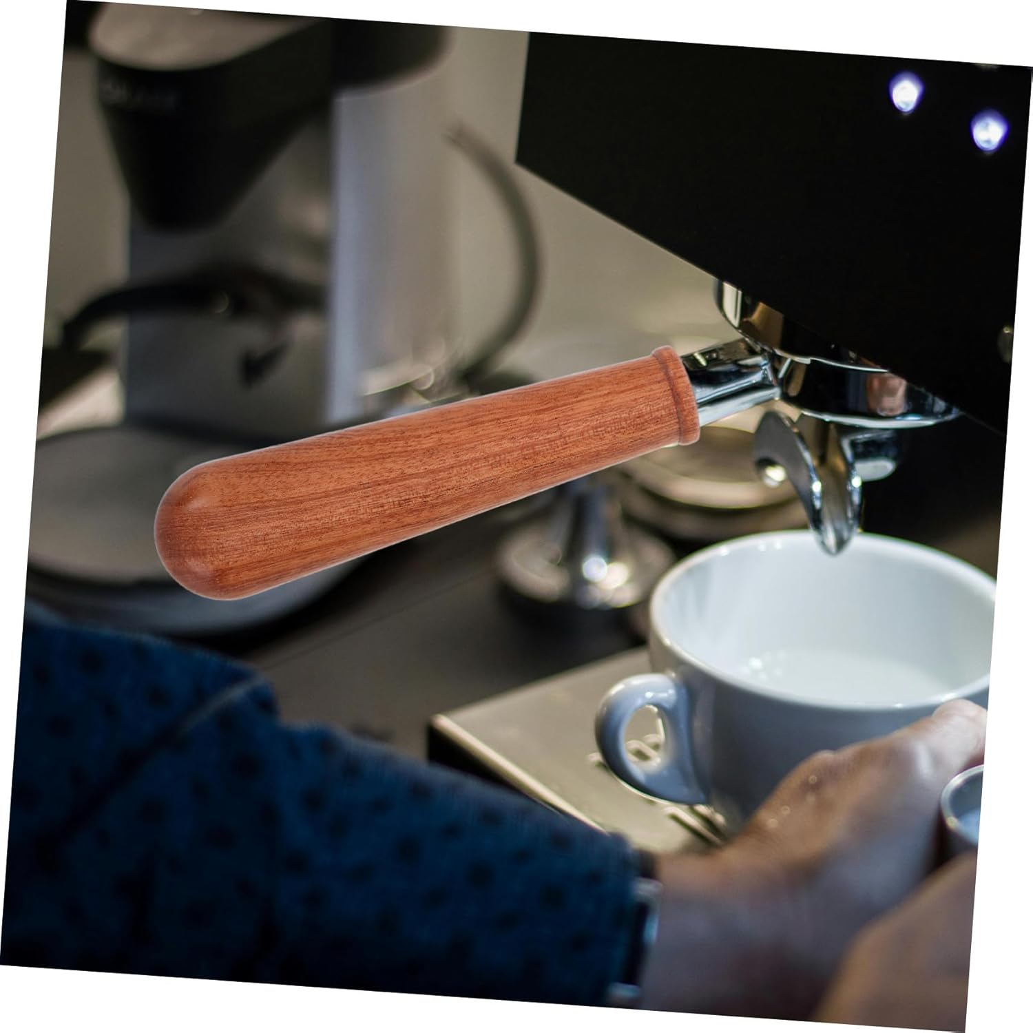 SOLUSTRE Bottomless Portafilter Replacement Handle M10 Ebony Wood Espresso Machine Handle Coffee Brewer Accessory for Home and Caf&eacute; Use image number 3