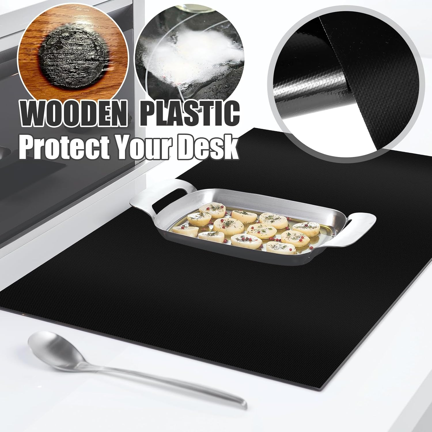 Induction Cooker Cover Silicone Induction Cooker Mat Large Nonstick Electric Stove Cover Mat Multipurpose Stove Top Cover Pad Cooktop Protector for Induction Stove (Black(54 * 90)) image number 1