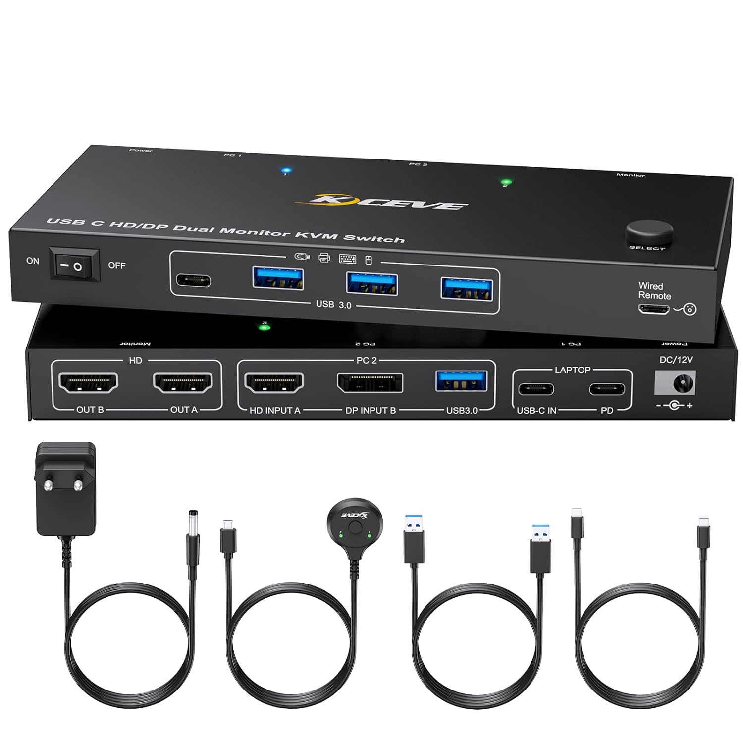 USB Type-C KVM Switch, 2 Port USB C KVM Switcher Box Support 4K@60Hz for 2 Computers Share Keyboard Mouse and 1 Monitor, Support 100W PD Fast Power Delivery image number 5