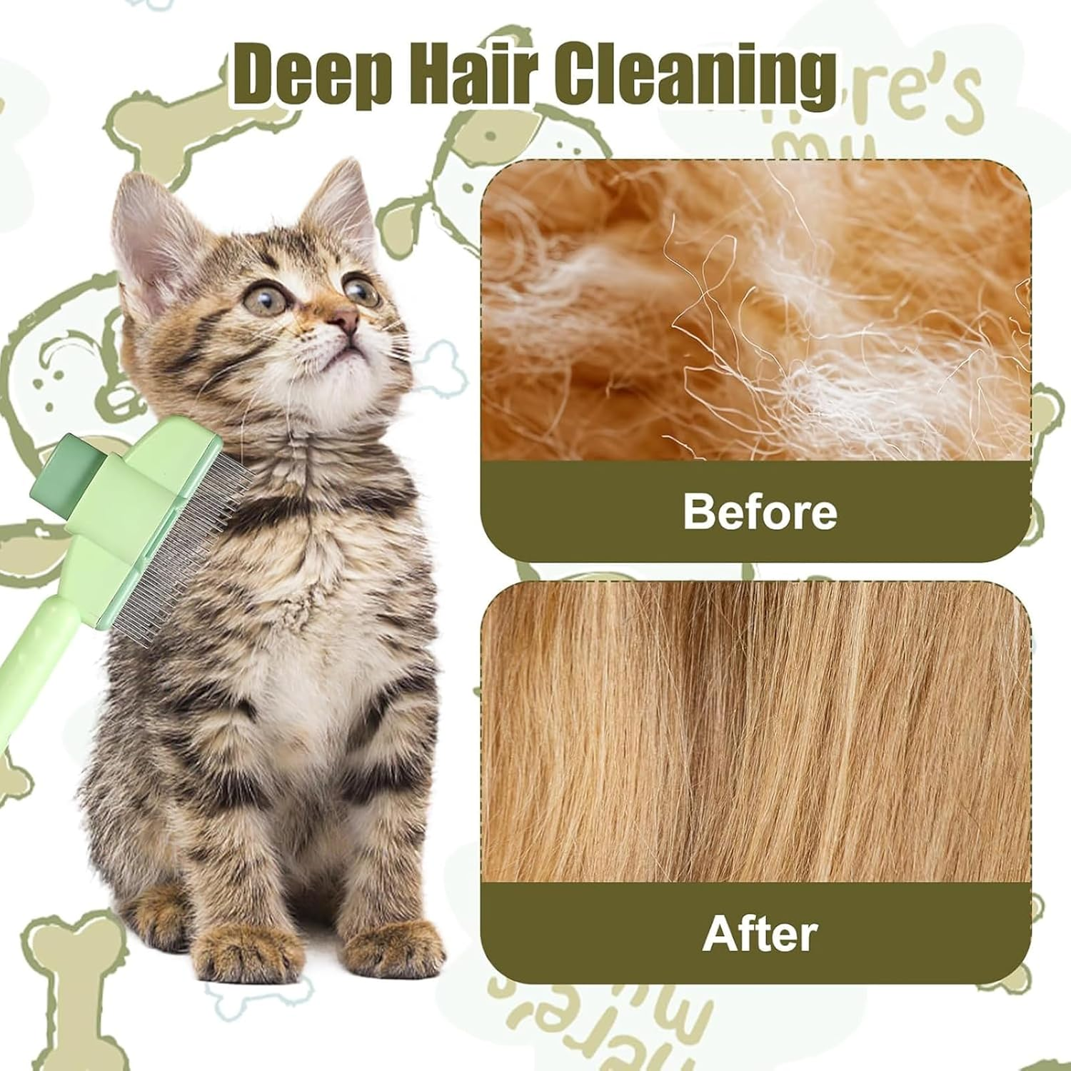 Fellblitz Cat Brush, Pack of 2 Fur Brushes, Self-Cleaning Comb with Release Button, for Long and Short Coat, Removes Knots & Loose Hair image number 4