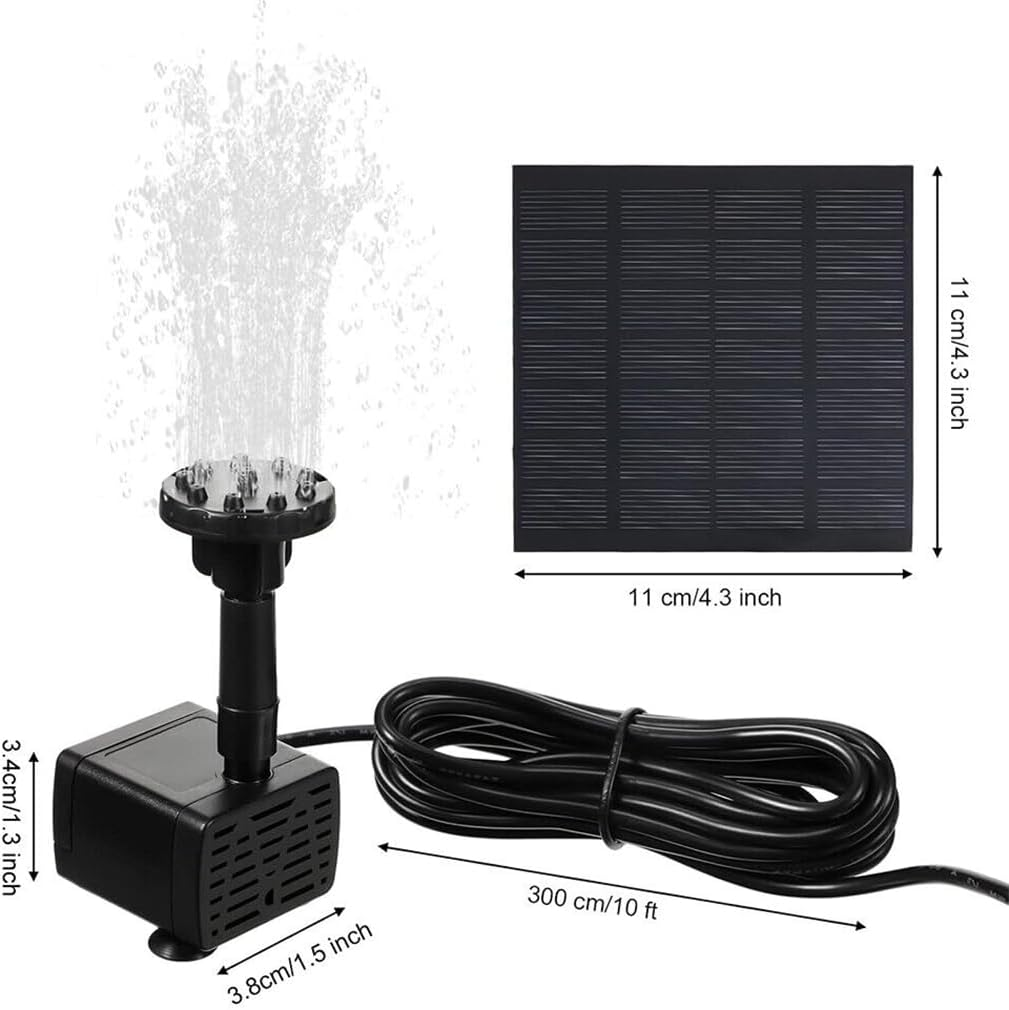1.8W Solar Powered Water Feature Pump Garden Pool Pond Fish Aquarium Fountain& Filter with 4 Nozzles, 180L/H Flow 100Cm Lift for Ponds & Garden Decor image number 1