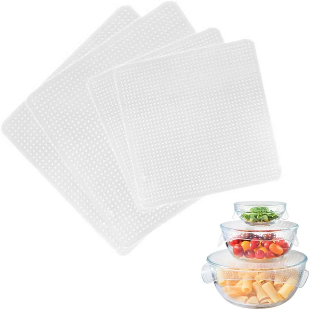 4X Reusable Silicone Bowl Wraps Kitchen Cover Food Stretch Lid Set