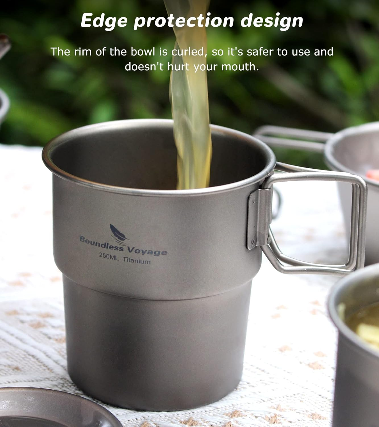 Boundless Voyage Titan Ti-3051-D Camping Mug Portable Stackable Cup Outdoor Water Coffee Cup with Lid