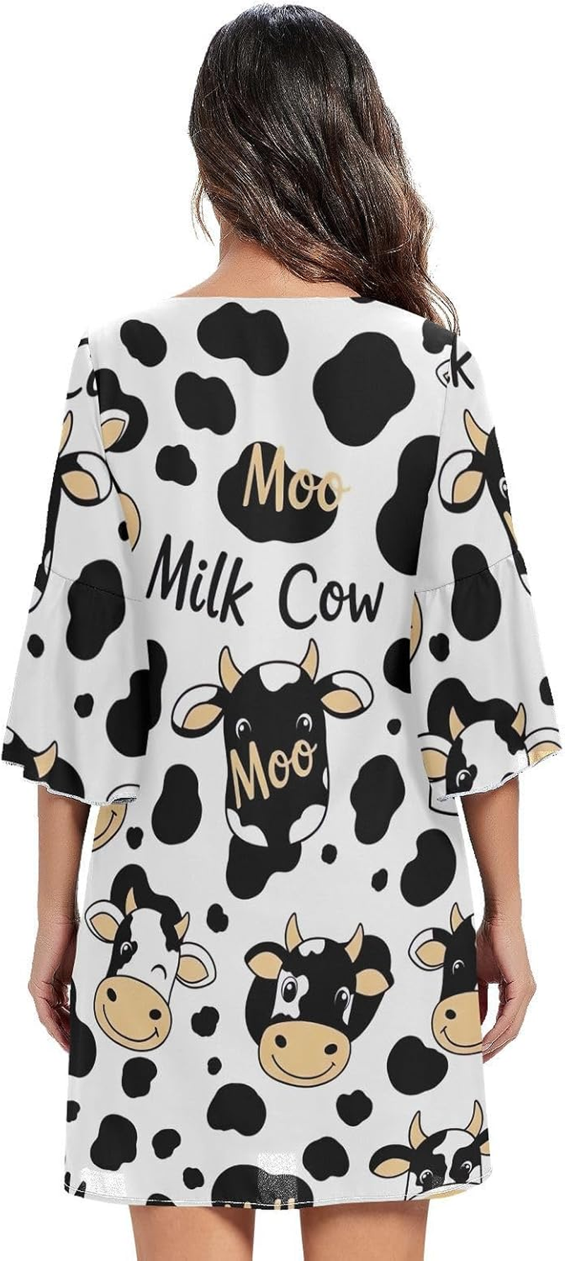 Cartoon Cows Western a Line Dress Printed Line Maternity Dress image number 5