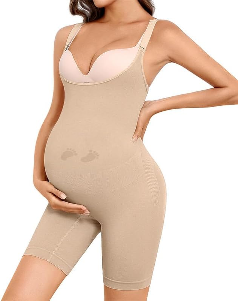 Women'S Maternity Bodysuit Seamless Pregnancy Shapewear Shorts under Dresses Belly Support