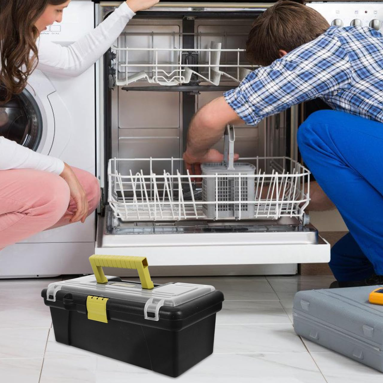 Housoutil Heavy Duty Plastic Tool Box, 10 Inch Portable Organizer with Handle Multi-Functional Storage Case, Tool Organizer for Diy Projects and Repairs image number 2