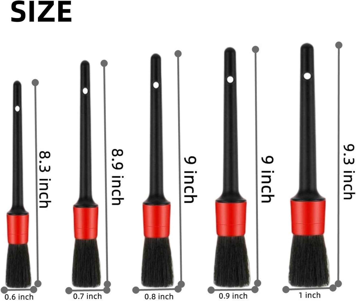 5 Piece Car Detail Brush Interior Cleaning Set Comes with 5 Different Sizes of Soft, Detail Cleaning Brushes for Cleaning the Interior and Exterior of Your Car, Dashboard, Engine, Seats image number 4