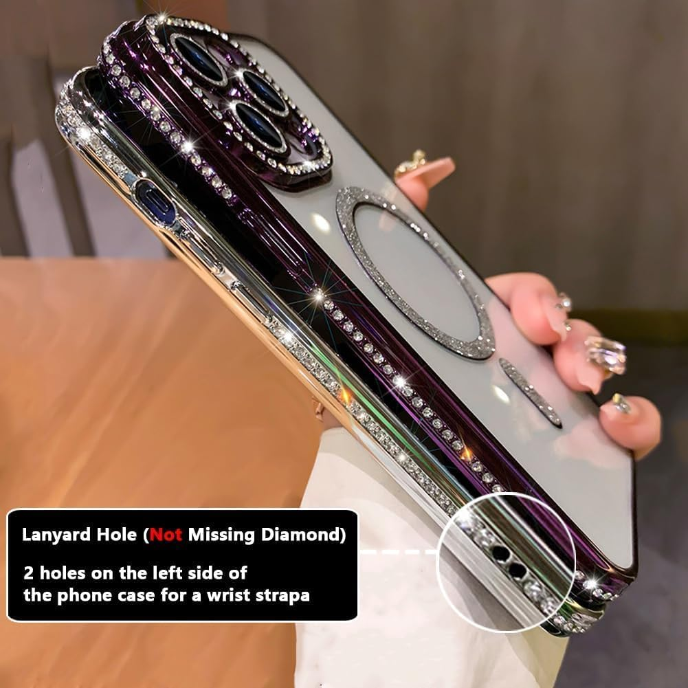 AMITOME Cute Glitter Case for Iphone 17 Pro Max 6.9 Inch,Sparkle Diamond Camera Cover & Shockproof [Compatible with Magsafe] Stylish Durable TPU Protective Phone Cover for Women & Girls-Gold image number 7