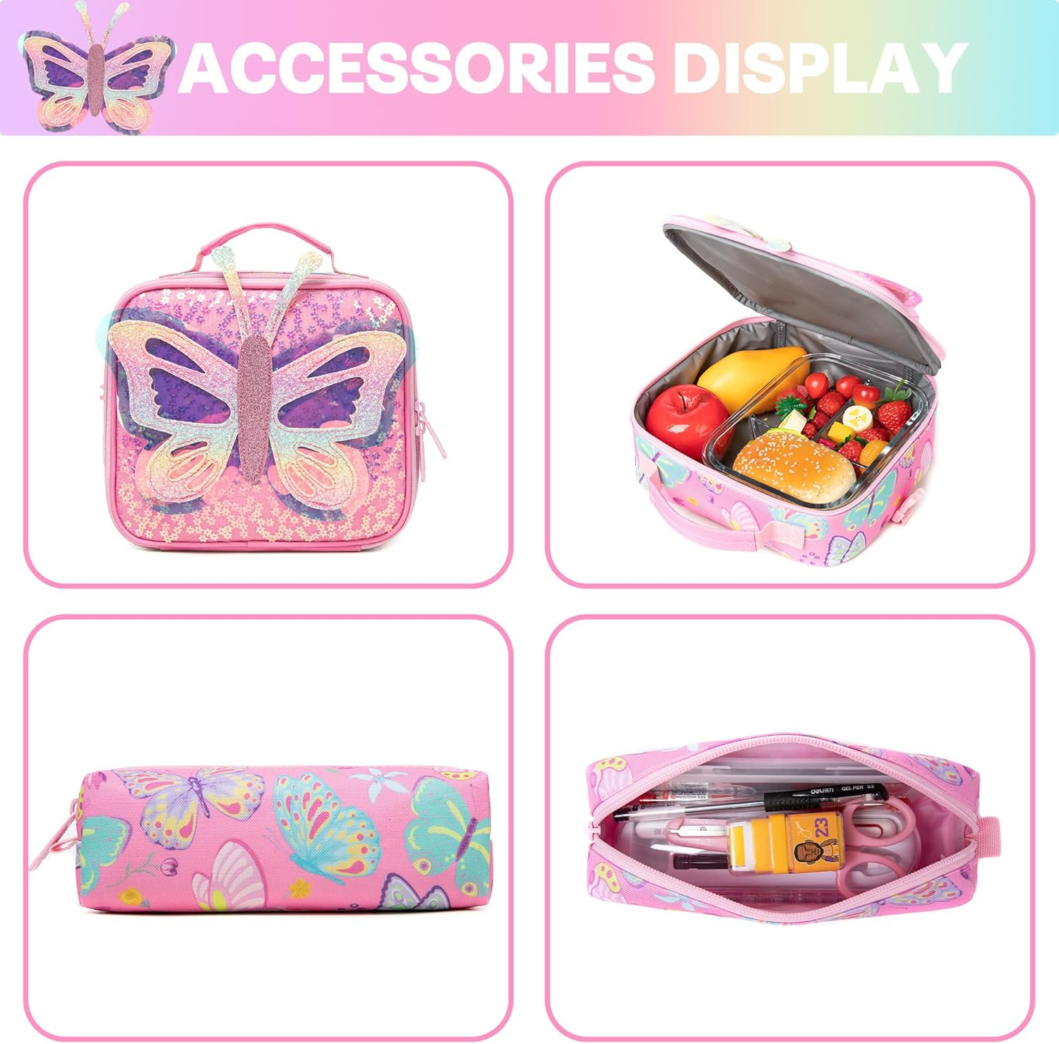 Meetbelify Backpacks for Girls School Backpacks with Lunch Box Pencil Case for Elementary Students Ages 8-10 image number 1