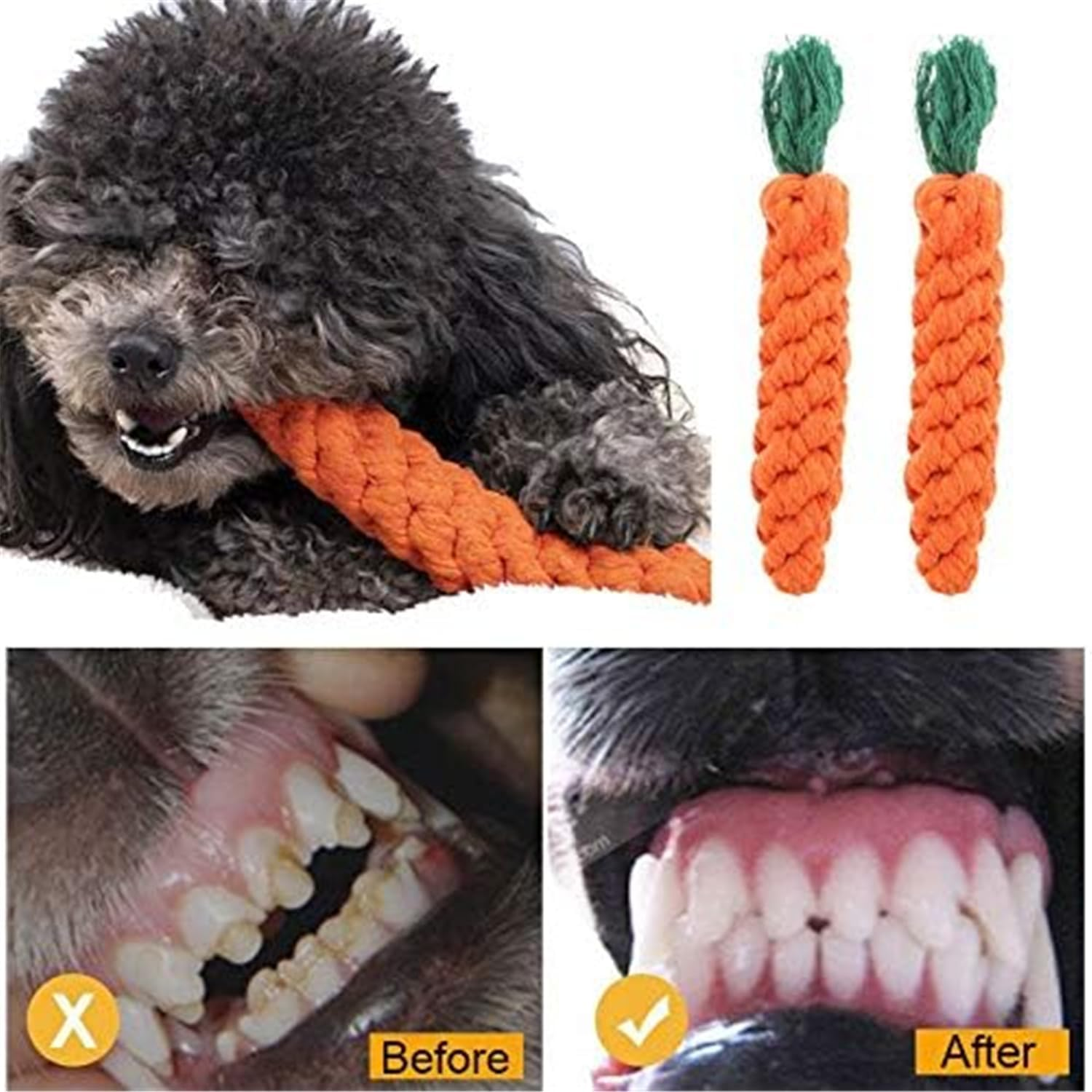 Puppy Chew Toy,Hamster Cat Dog Toys Carrot Pet Rope Chew Toys Pet Teeth Cleaning Chewing Biting Dog Toys Teething Molar Accessory (Carrot)