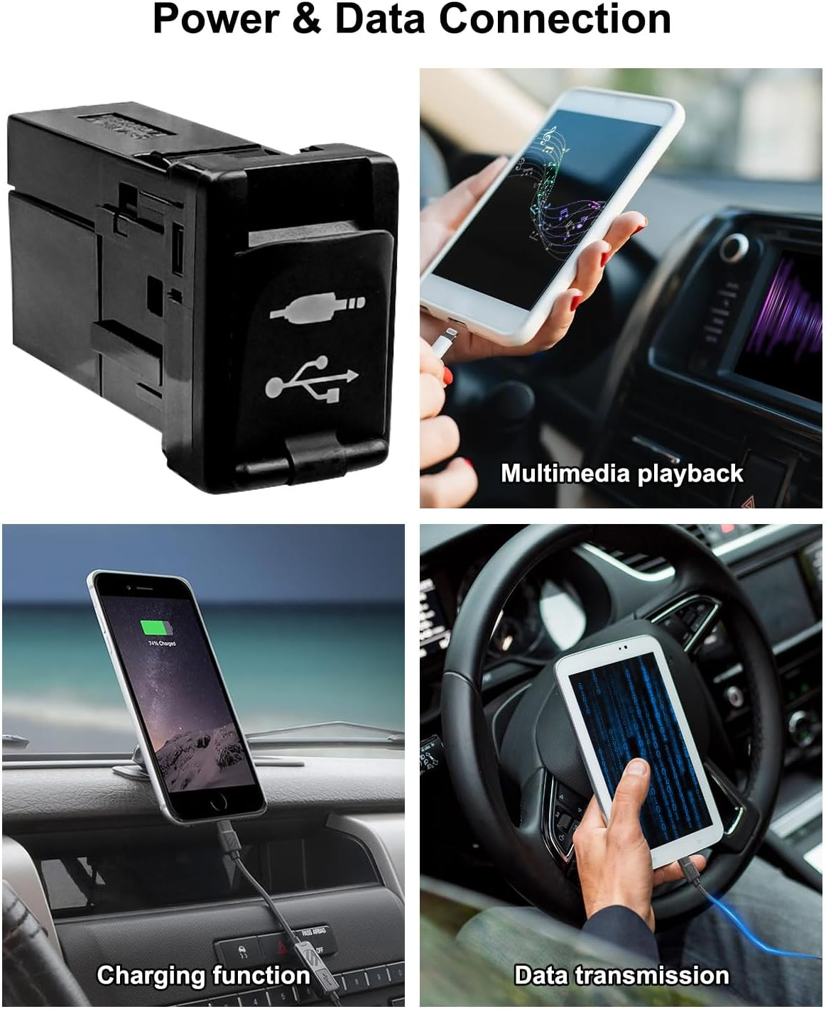 Car USB Port Adapter Socket with 4-Pin USB-A Interface and 6-Pin AUX Interface Replace 86190-0R010 86190-52060 Fit for Toyota Avalon RAV4 Camry Corolla Highlander Tacoma Prius C Sienna Yaris image number 4