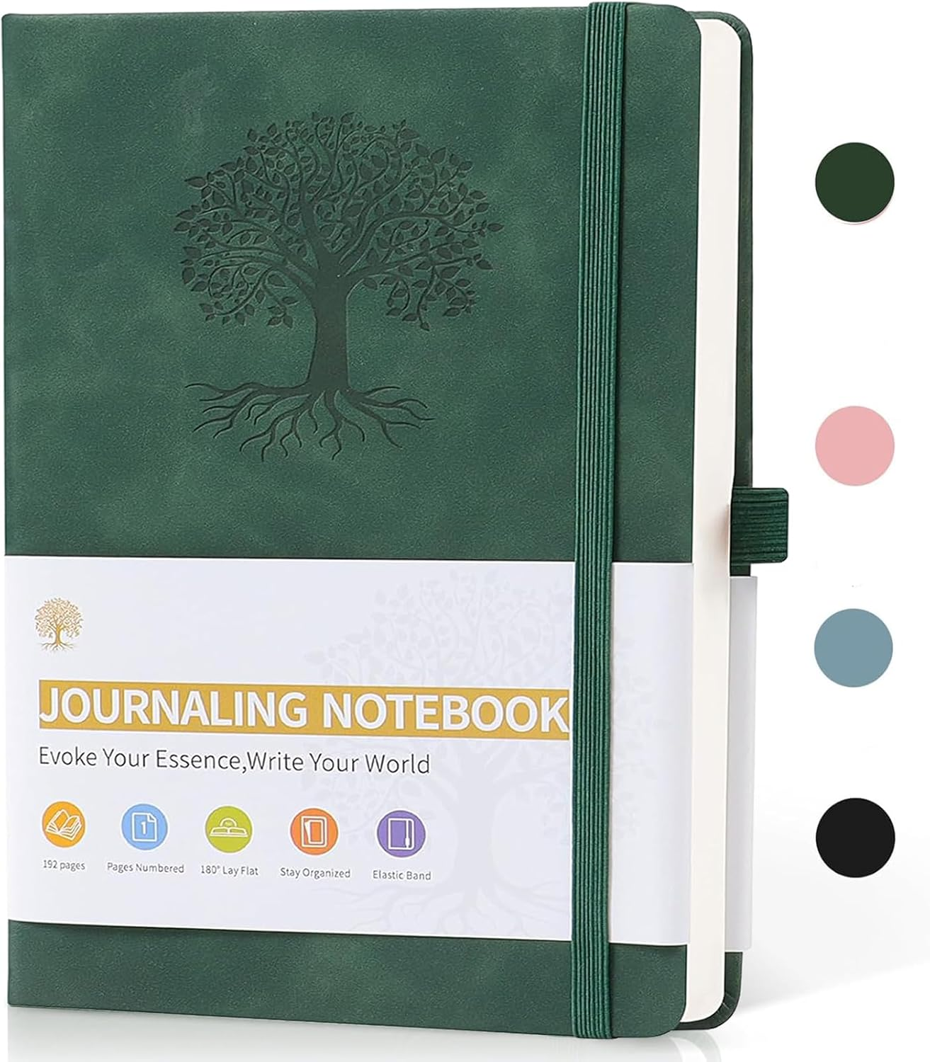 Lined Journal Notebook for Women Men, A5 192Pages College Ruled Leather Hardcover Notebook with Pen Loop for Journaling Writing, Blue