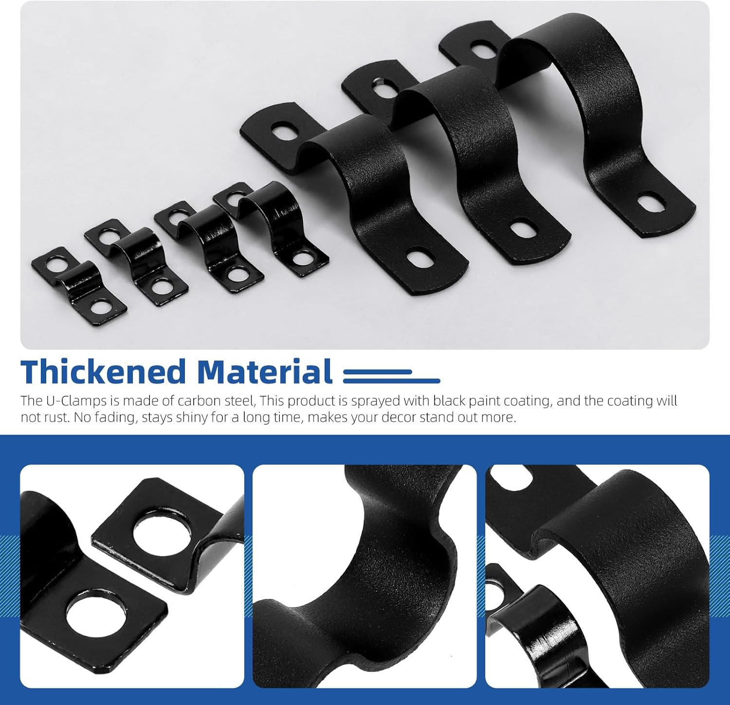 Glarks 30Pcs 25Mm Pipe Strap Clamp, Black Carbon Steel 2 Hole Strap Heavy Duty Rigid Pipe Strap U Bracket Tube Strap Cable Clamp Hanger Tension Tube Clip with Screw for Pipe Tube Cable Fixing image number 3