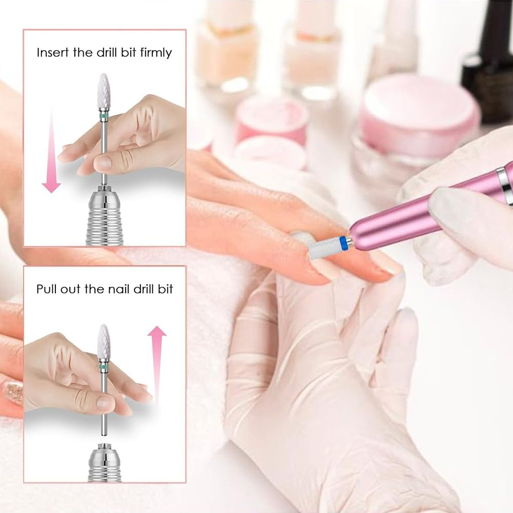 6Pcs 5-In-1 Professional Nail Drill Bits Set,3/32" Nail Tech Ceramic Bits for Fast Cuticle Removal, Gel Polishing &ndash; Perfect for Manicurists & Nail Salons image number 1