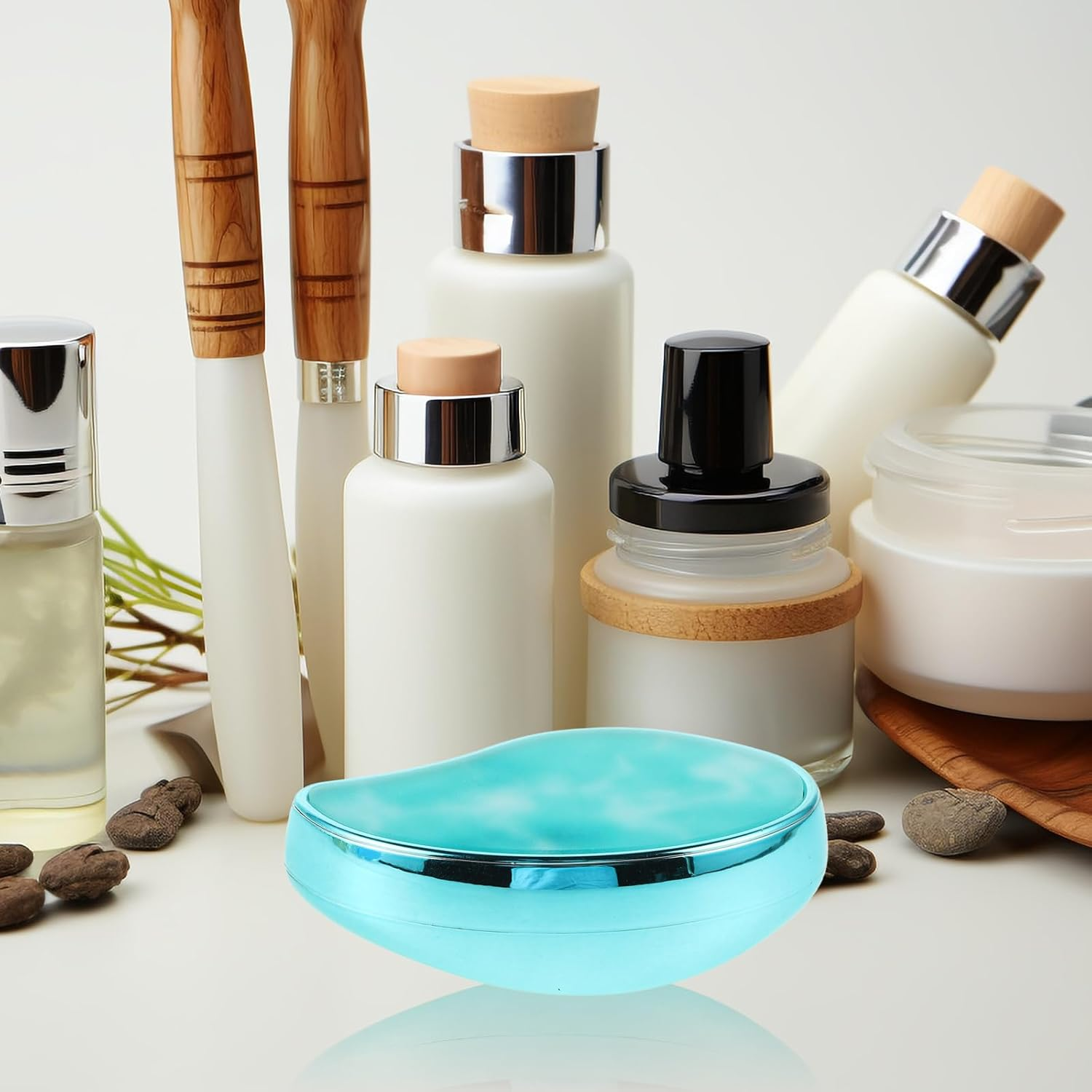 Baluue Women&rsquo;S Hair Remover and Foot File Exfoliation Tool with Nano Glass, Gentle Skin Scraper for Heel Care, Marble Pattern Handheld Hair Removal Device for Home Use, Light Blue image number 1