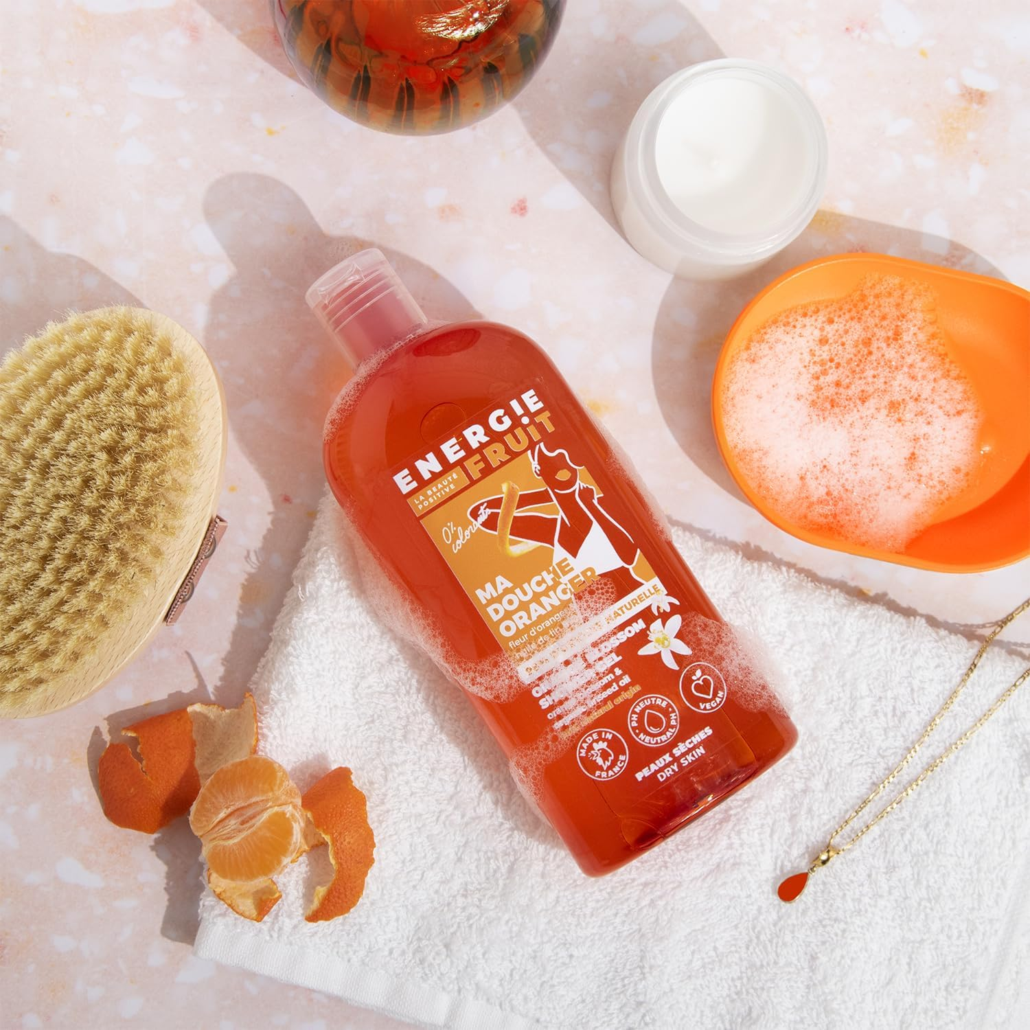 ENERGIE FRUIT Ph Neutral Shower Gel Orange Blossom & Organic Linseed Oil Vegan 500 Ml