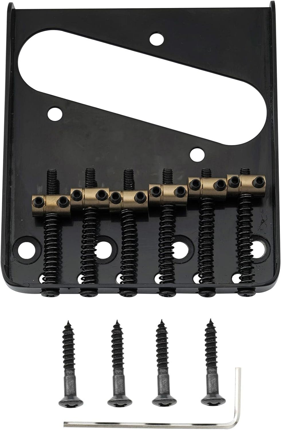 Musiclily Pro 54Mm Vintage Telecaster Bridge with Barrel Brass 6-Saddle for Squier and Import Tele Style Electric Guitar, Chrome