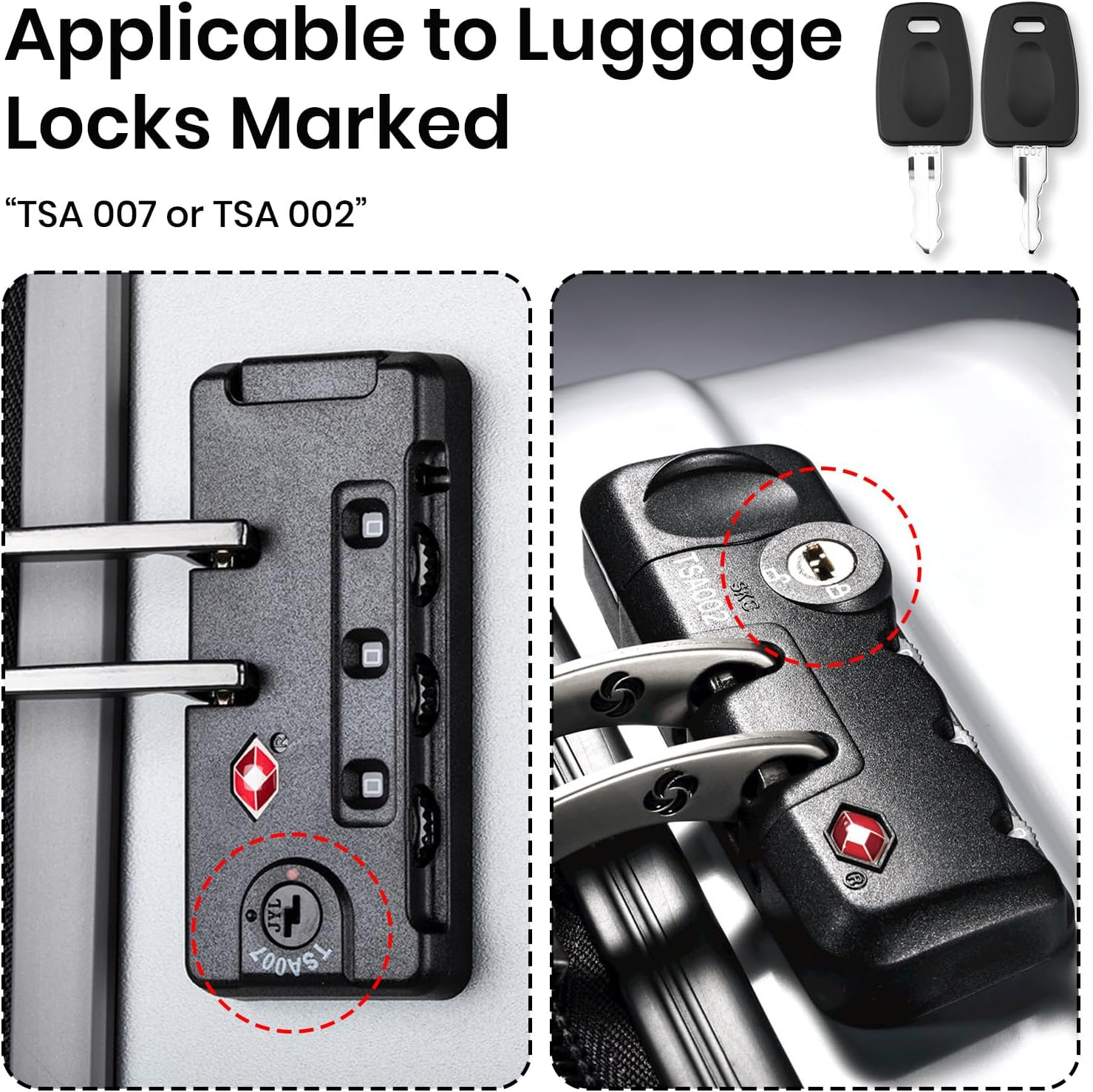 2 Pcs TSA002 TSA007 Master Key, Universal Luggage Lock Keys with Key Rings, Travel Accessories for TSA Approved Suitcase Locks Emergency Unlocking Tool for Backpacks & Baggage image number 2