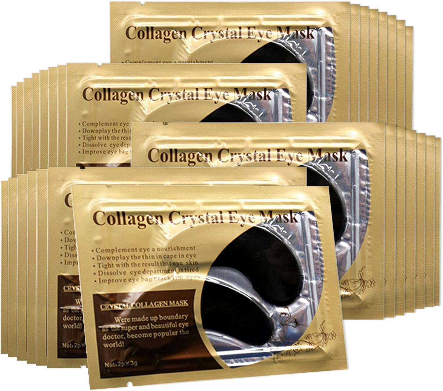 JUYOU Reallygood Gel Collagen Eye Pads, Crystal Collagen under Eye Mask for Moisturizing, Reducing Fine Lines&Dark Circles& Puffy Eyes under Eye Patch for Women Men (60Pcs/30Packs Black) image number 6