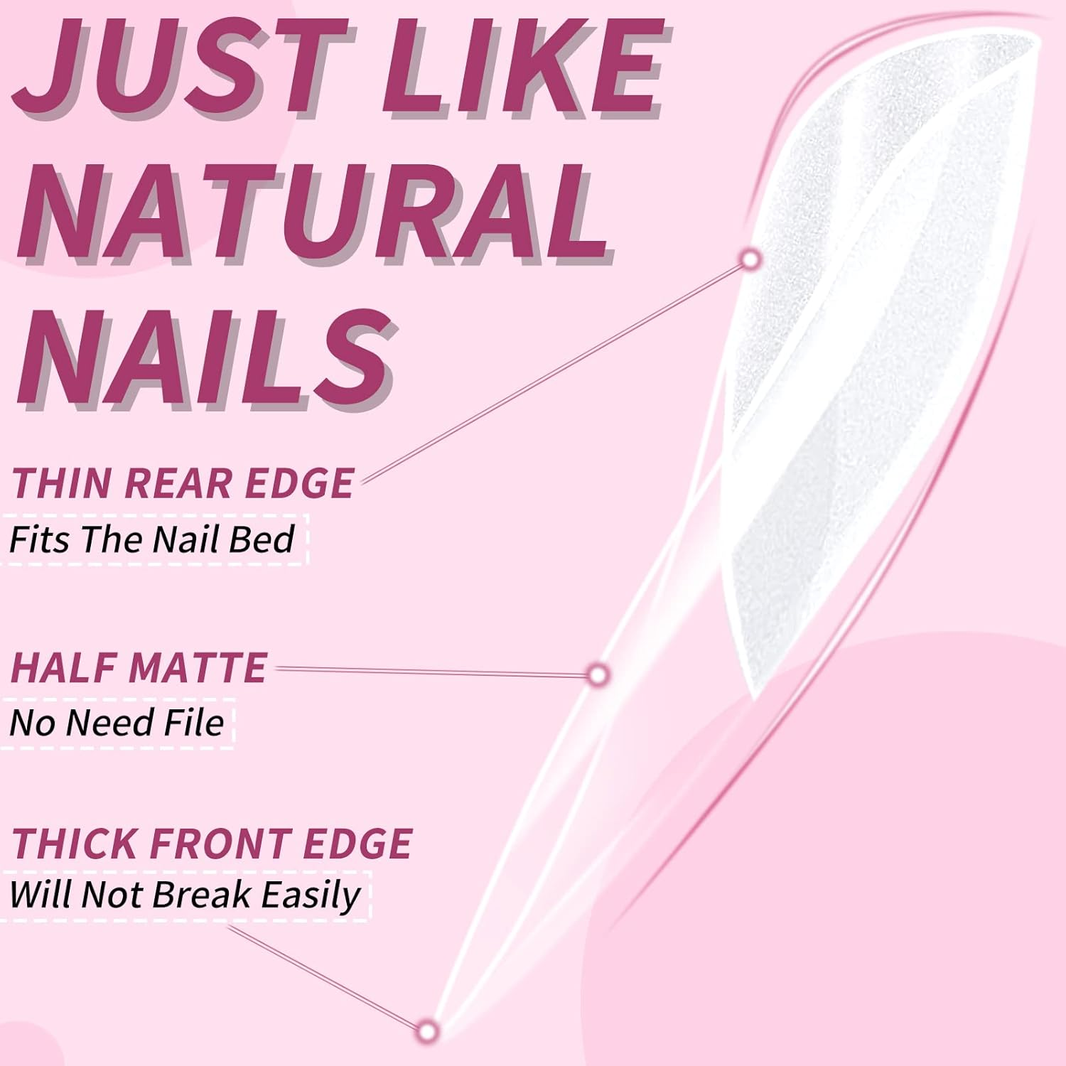 YUNAI Medium Almond Nail Tips - Soft Nail Extension Tip Kit, Pre-Shape Half Matte Full Cover Medium Almond Press on False Nail Tips for Nail Extension Home Salons DIY Nail Art - 10 image number 4