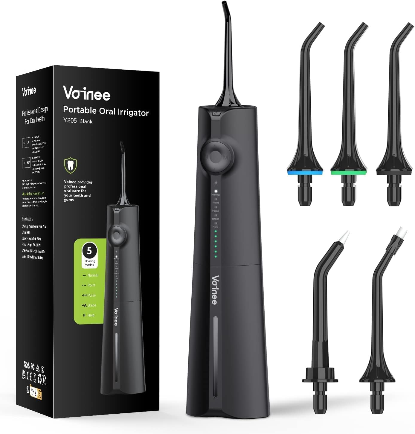 【2025 New Edition】Voinee Water Dental Flosser Oral Irrigator for Dental&Oral Care with 8 Tips 5 Modes 6 Pressure Levels IPX7 Waterproof 300ML Water Tank Low Noise Long Lasting,Portable Cordless Rechargeable Teeth Cleaner for Home&Travel image number 6