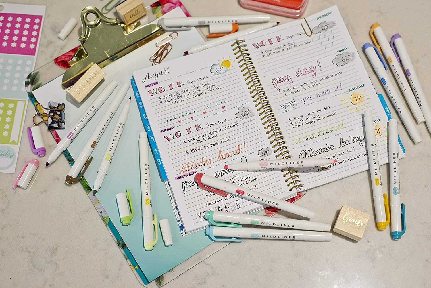 Zebra Pen Mildliner Double Ended Highlighter Set, Chisel and Bullet Tips, Assorted Ink Colors, 15-Pack image number 6