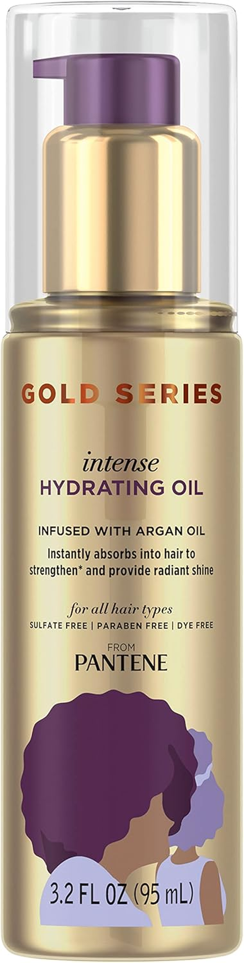 Pantene, Hair Oil Treatment, Sulfate Free, Intense Hydrating, Pro-V Gold Series, for Natural and Curly Textured Hair, 3.2 Fl Oz image number 1
