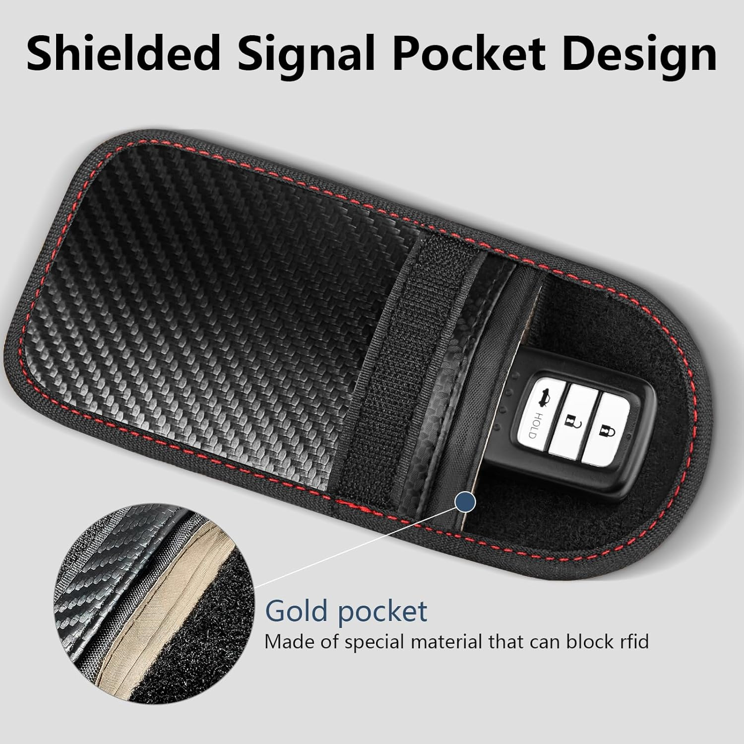 2 Pack Faraday Pouch for Car Keys, RFID Key Pouch Keyless Car Blocker, Car Key Signal Blocking Pouch, Blocking Signal Keyless Entry Car Keys Case (Red+Red) - Green+Blue image number 5