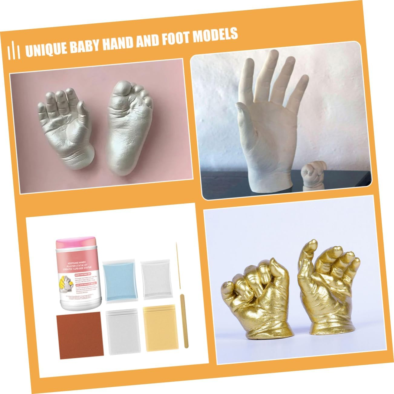 Tofficu DIY 3D Hand Casting Kit for Couples and Babies Pink Plaster Hand and Footprint Keepsake Moulding Set for Family Craft Projects image number 1